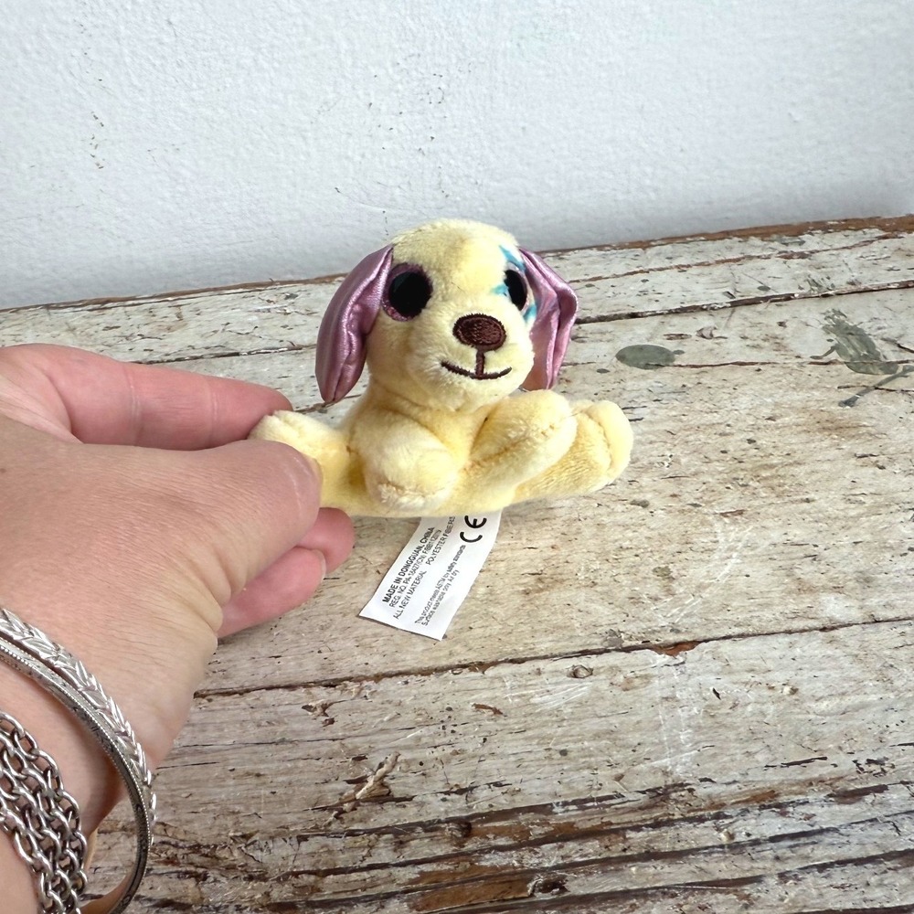 Surprizamals Yellow Dog Plush Pink Shiny Ears Blue Eye Spot Mini
